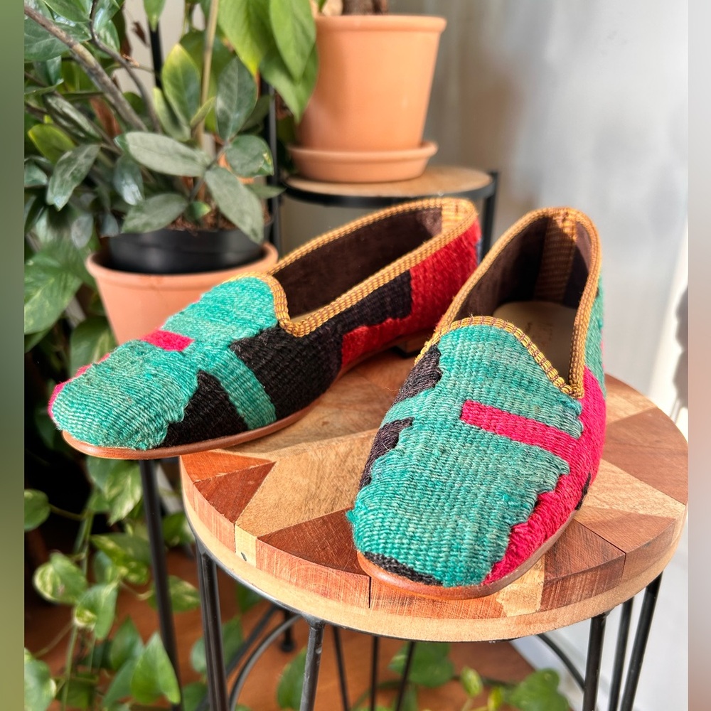 Artemis Design Co. Teal, Pink & Black Woven Flats